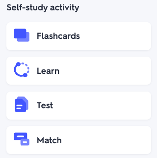 Functions of Quizlet: Flashcards, Learn, Test, Match