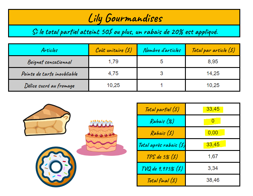  exemple de résultat attendu quand le rabais n'est pas applicable