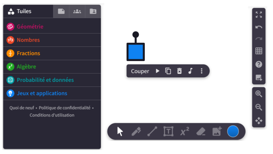 Images des tuiles et des menus de Polypad.