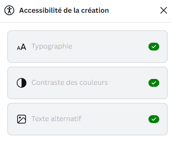 Rapport de la vérification de l'accessibilité dans Canva