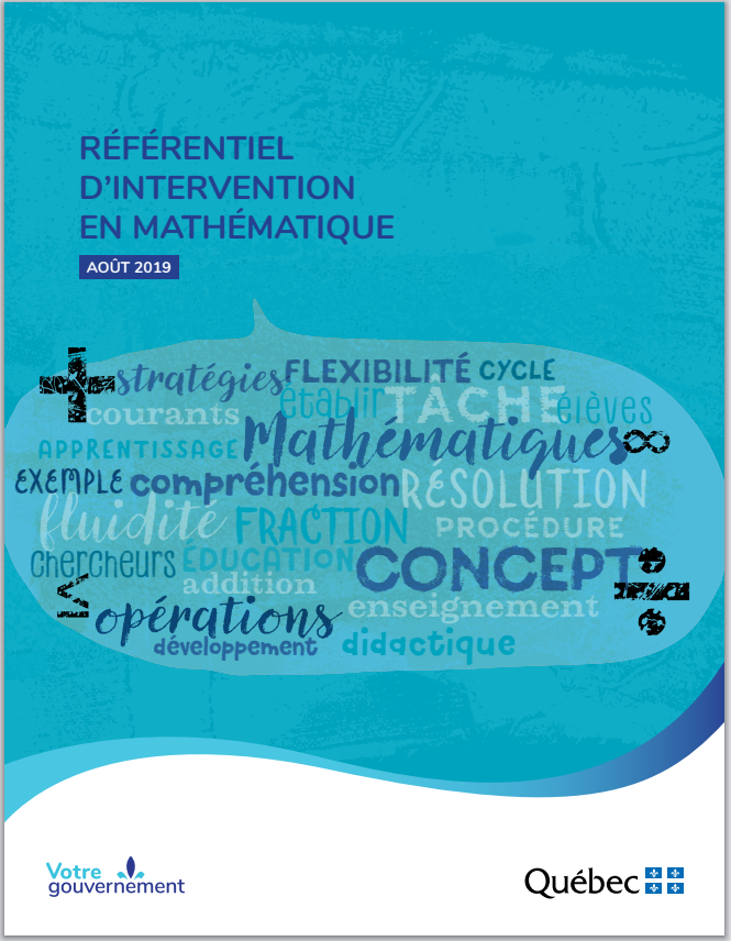 Couverture du référentiel d'intervention en mathématique.