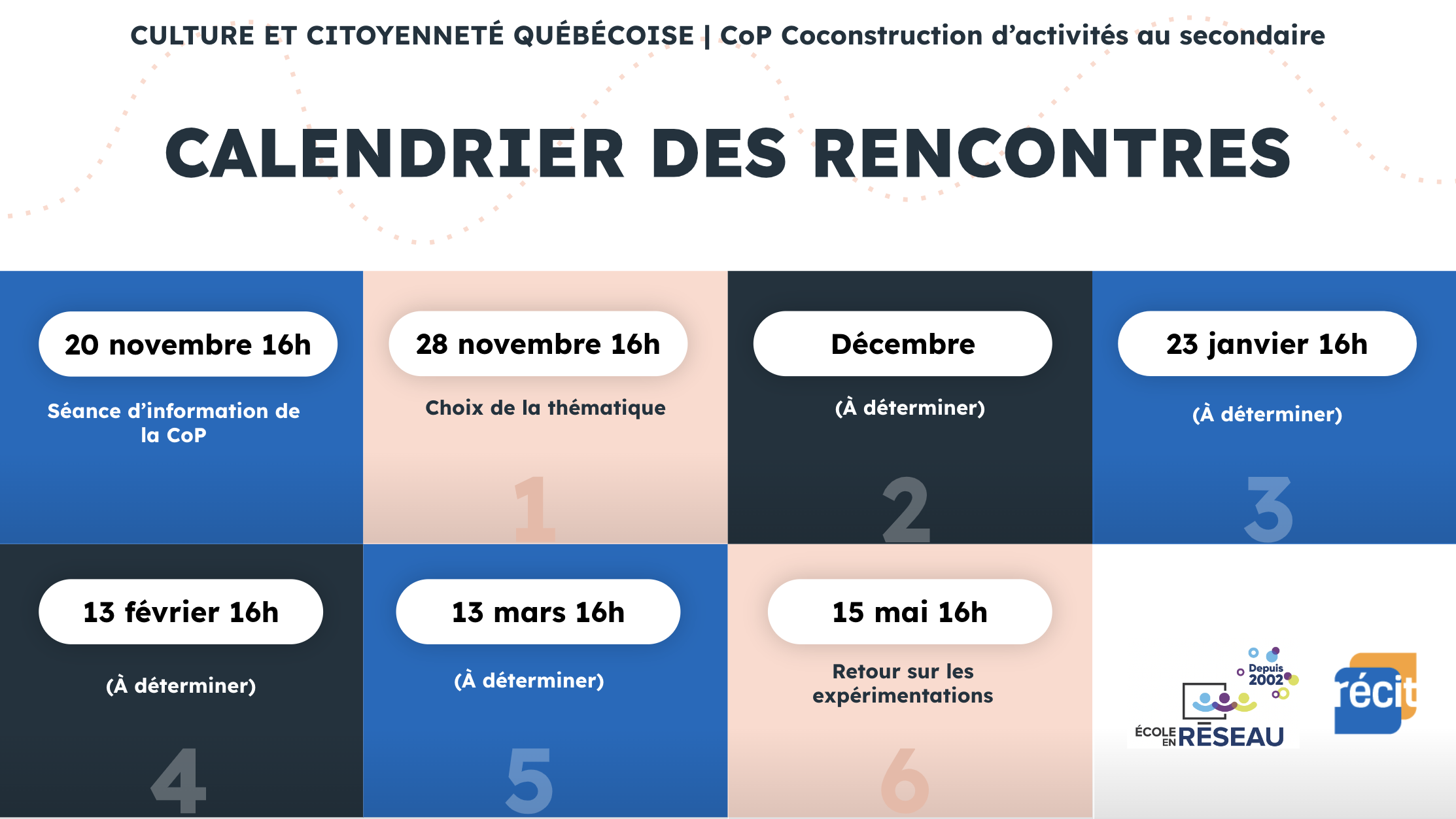 Cette image présente les dates des rencontres.