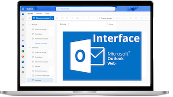 Boite de réception comprenant le logo d'Outlook et le mot Interface