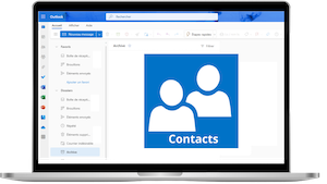 Boite de réception d'Outlook avec le logo Contacts