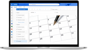 Boite de réception d'Outlook montrant un calendrier