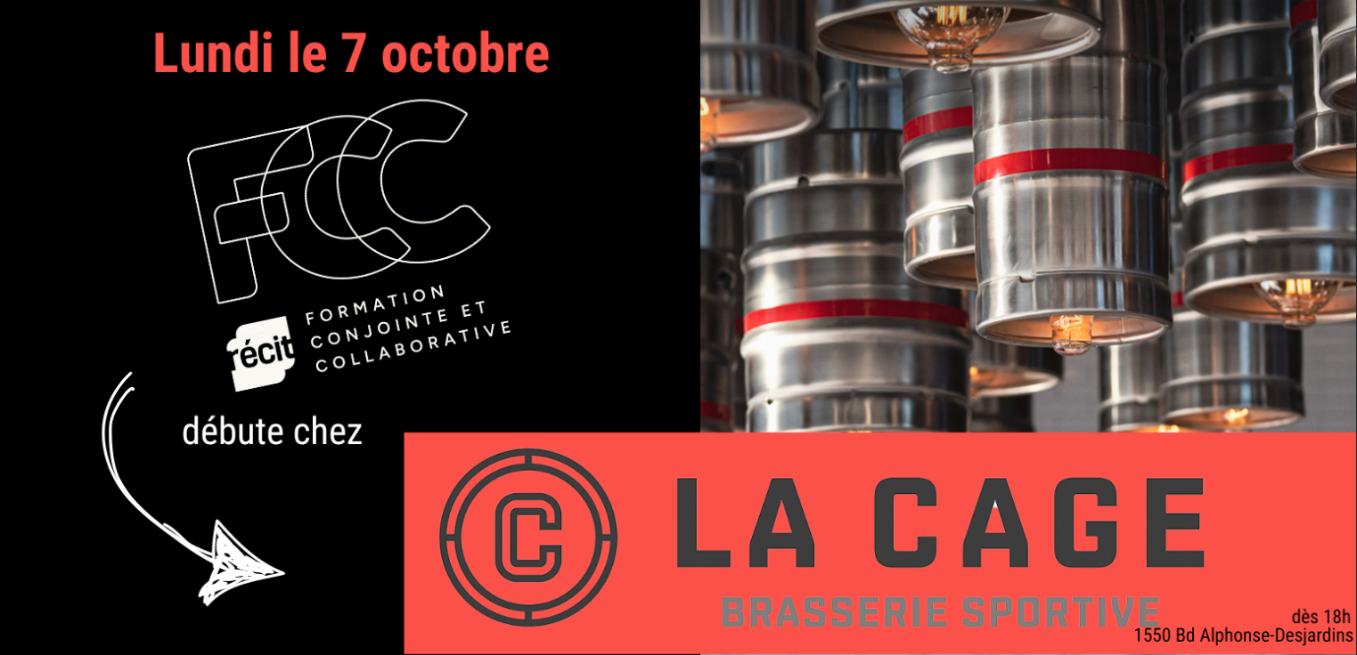 Photo de la brasserie La Cage annonçant l'événement du lundi 7 octobre à partir de 18h00.