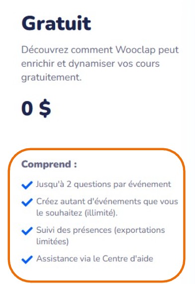 Options du compte Wooclap