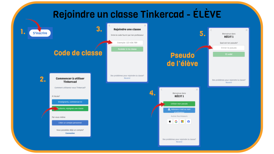 Étape pour rejoindre une classe dans Tinkercad