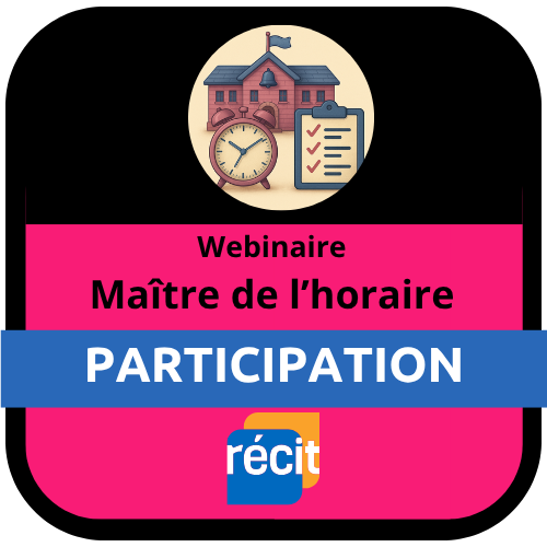 Badge attestant de la participation et/ou visionnement du webinaire : Horaire des spécialistes, au primaire assisté par l'IA.