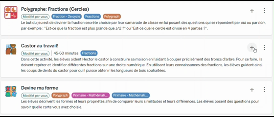 Cliquez sur le plus pour ajouter à une collection