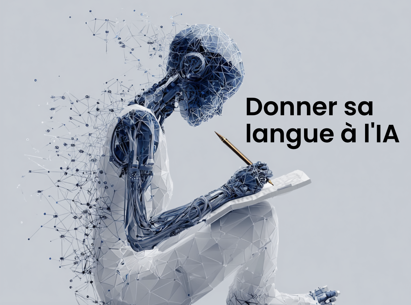 Une représentation abstraite d'une IA qui écrit.