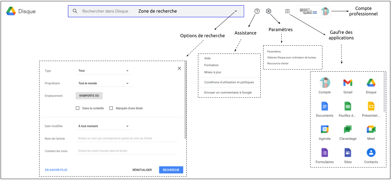 G_Workspace: 2.1 - Exploration du menu | Campus RÉCIT