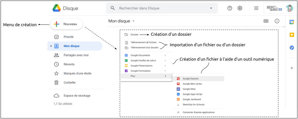 G_Workspace: 2.1 - Exploration du menu | Campus RÉCIT