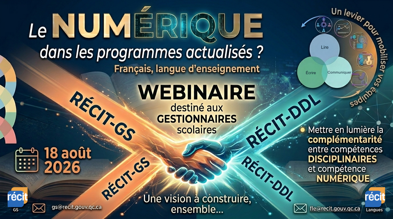 Représente la force de la collaboration entre deux services nationaux du RÉCIT pour soutenir l'actualisation des programmes.