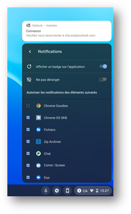 Ajuster les notifications dans un Chromebook