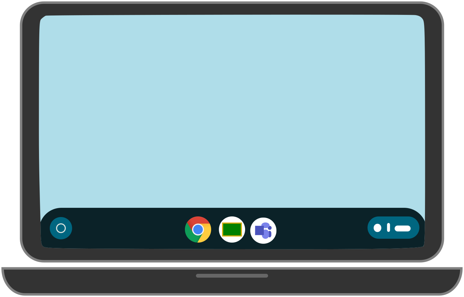 Écran d'accueil d'un appareil Chromebook.