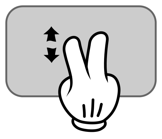 Déplacement de deux doigts sur le pavé tactile.